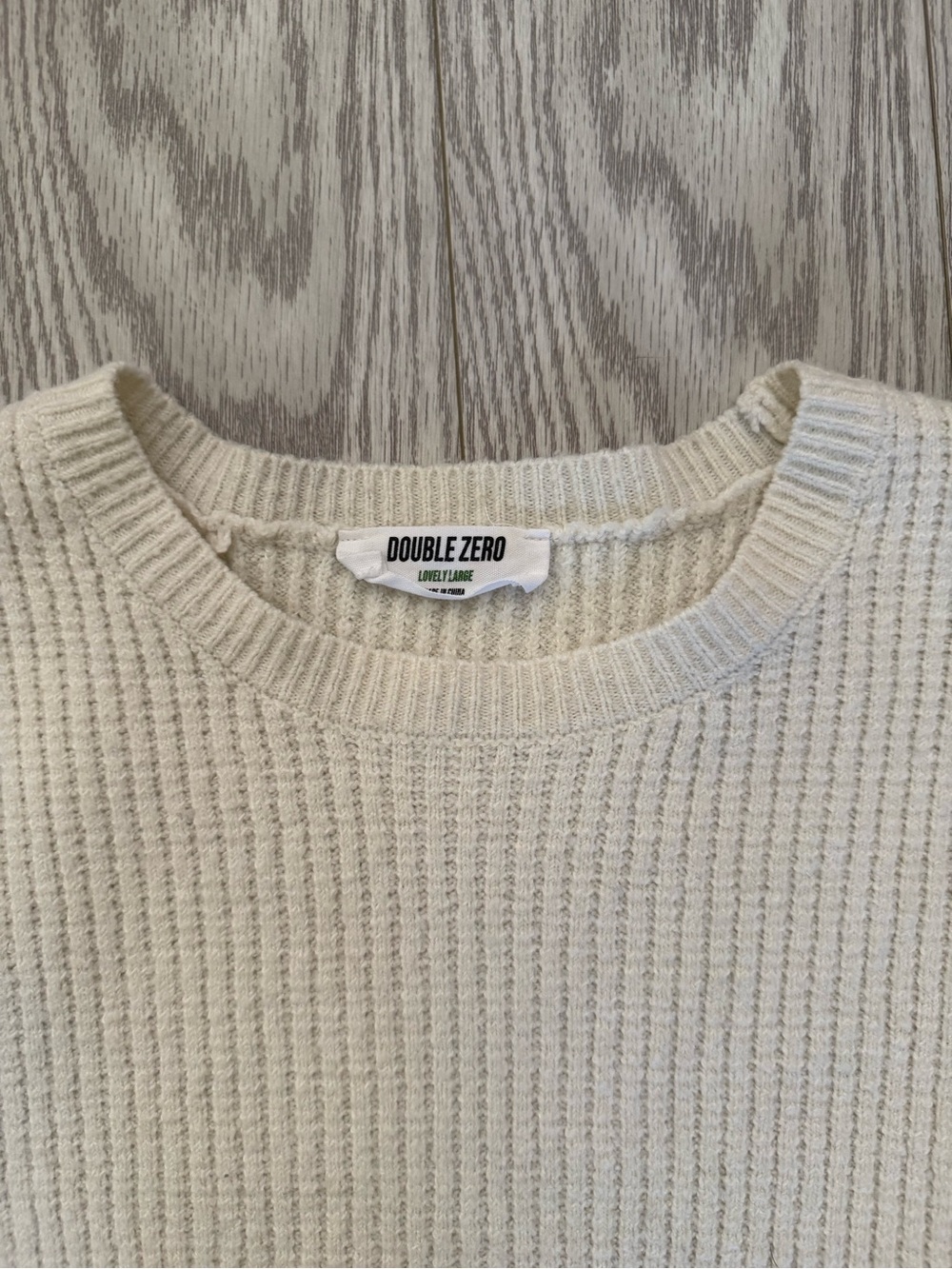 Double Zero Cream Ribbed Crewneck Sweater - Picture 2 of 3